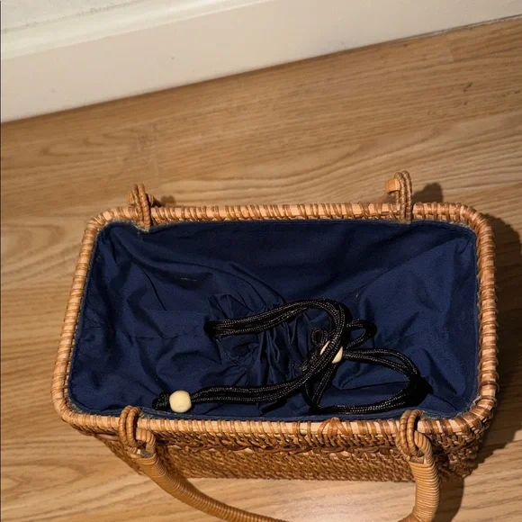 Navy and Tan Woven Tote Bag - Picture 8 of 8